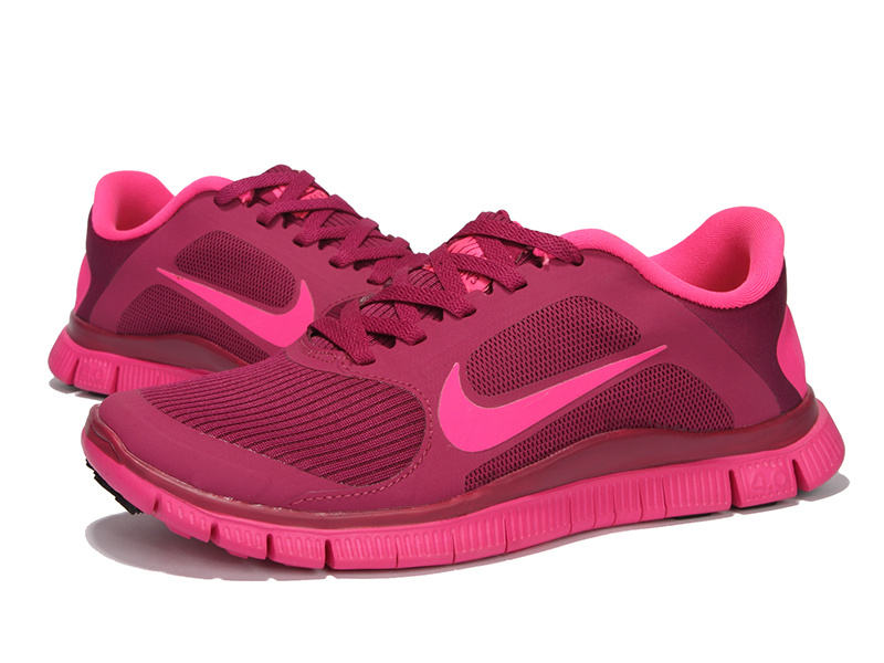 Hot Nike Free4.0 Women Shoes Hotpink/Crimson
